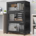 BROVIEW 180Qt Stackable Storage Bins with Lid, Extra Large Closet Organizer Collapsible Drawer Boxes with Wheels, Folding Plastic Cabinet Containers for Home Kitchen Room Organization, 3Pack Black