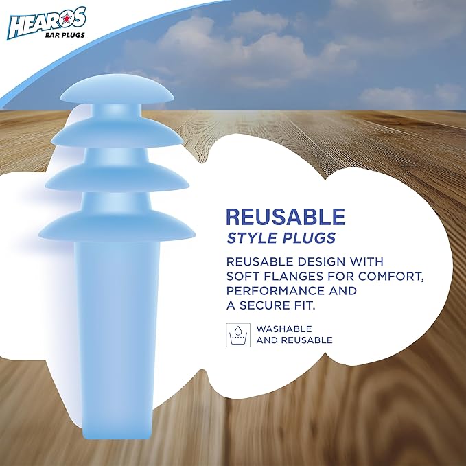 HEAROS AirPlugs Airline Pressure Reducing Earplugs, 1 Pair + Free Case, Latex Free Silicone, Reduce Ear Pain, NRR 20, Clear (5805)