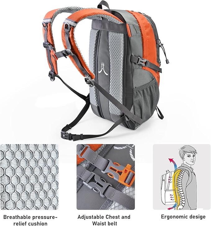 N NEVO RHINO Hiking Backpack 20L Water Resistant Outdoor Day Pack,Lightweight Travel Small Backpack for Men Women