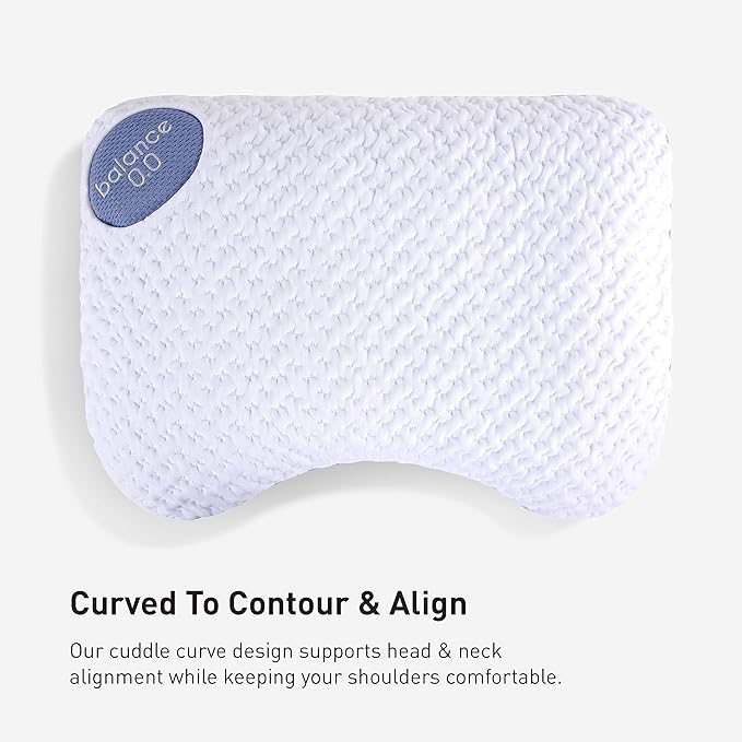 Bedgear Balance Cuddle Curve Performance Pillow - Size 0.0 - Moisture-Wicking Pillow for Side Sleepers - Medium Firmness Bed Pillow- Hypoallergenic, Washable Removable Cover - 20" W x 26" L x 4.75" H