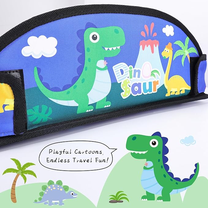 Kids Travel Tray for Airplane - Toddler Car Seat Table Tray, Road Trip Essentials for Boys & Girls, Carseat Lap Desk for Kids Road Trip Activities,Blue Dinosaur