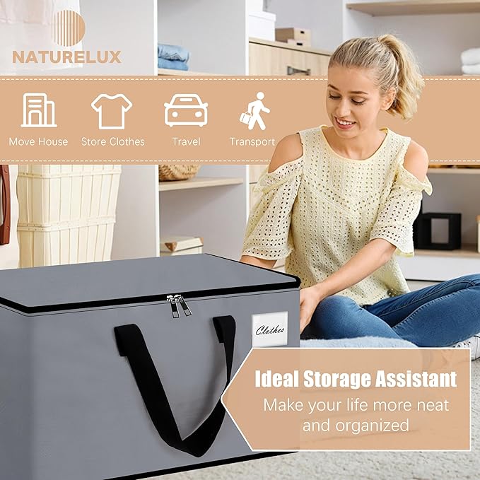 Heavy Duty Moving Bags - Extra Large Packing Bags and Storage Totes, Collapsible and Foldable Option for Moving and Storage, Clear, 125 L - 12 Pack