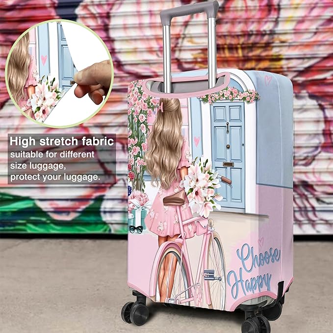 Travel Luggage Cover Suitcase Protector Fits 18-32 Inch Wheel Covers PatternedTravel Related Items Flower Luggage Protector Elastic XL