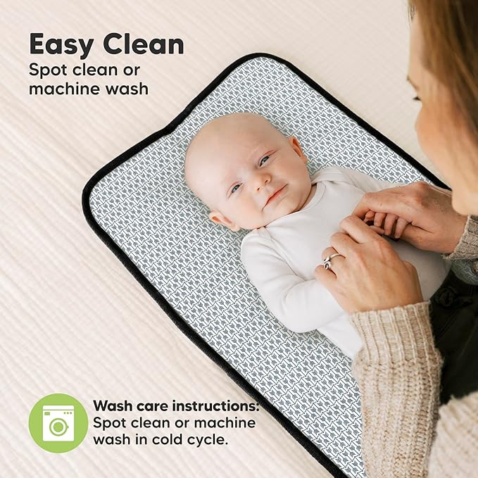 KeaBabies Portable Diaper Changing Pad, Easy Wipe Clean - Foldable Waterproof Baby Changing Mat for Diaper Bag, Compact, Lightweight, 25x13 Baby Changer Travel Essential, Machine Washable (Dino Ridge)