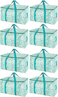 BALEINE 8-Pack Oversized Moving Bags with Reinforced Handles, Heavy-Duty Storage Tote for Clothes, Moving Supplies (Spring Stroll, 8-Pack)