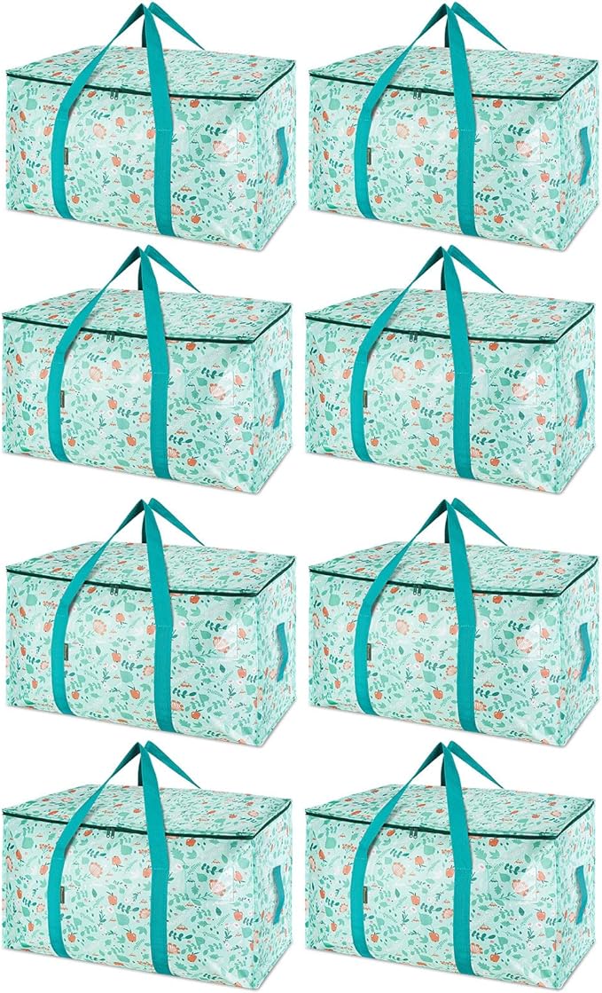 BALEINE 8-Pack Oversized Moving Bags with Reinforced Handles, Heavy-Duty Storage Tote for Clothes, Moving Supplies (Spring Stroll, 8-Pack)