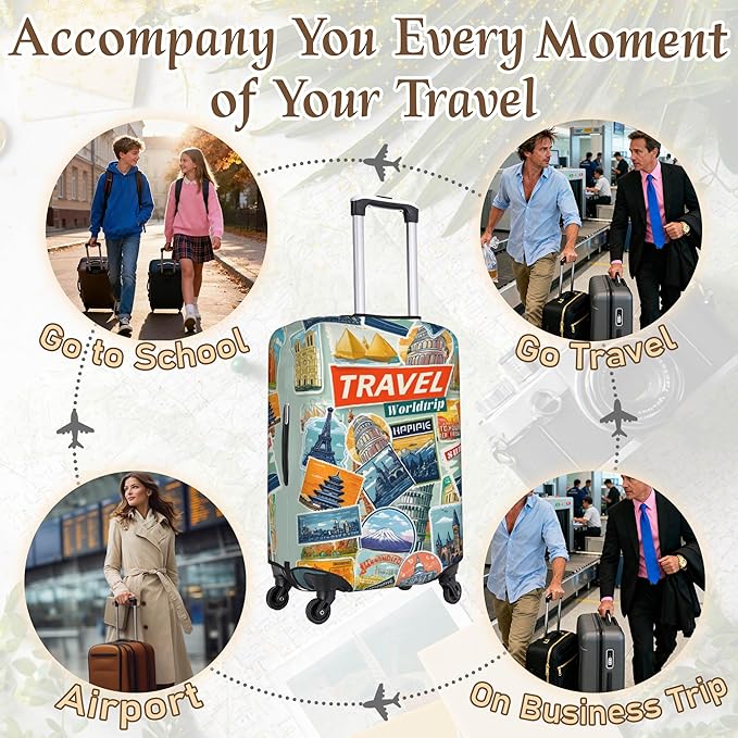 Luggage Cover, Travel Suitcase Covers, Elastic Suitcase Protective Cover, Scratchproof Luggage Protector, Washable Dustproof Trolley Case Protector Fit 22-28 Inch (yb, L（25-28inch suitcase）)