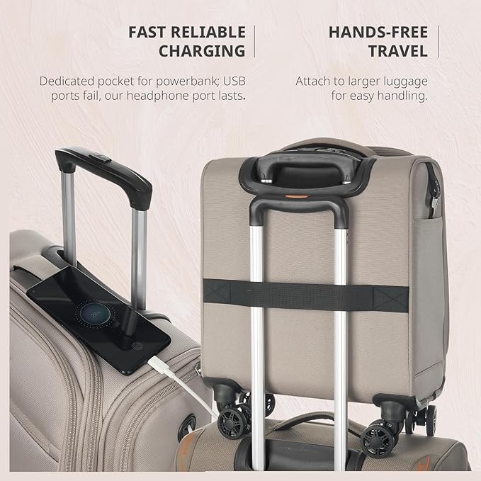 Verage Underseat Carry On Luggage with Wheels, 14.5-Inch Spinner Small Suitcase, Softside Lightweight Travel Bag for Men and Women, Airplane Carry On Bag, Pebble Gary