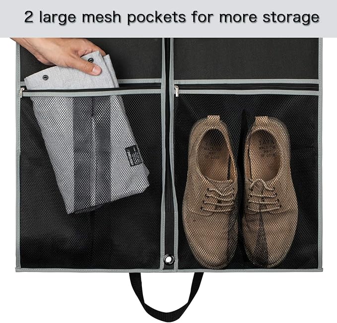 Zilink Garment Bags Suit Bag for Travel and Storage 43 inches Suit Cover Protector for Closet with 2 Large Pockets and 2 Carry Handles for Suit Coat, Dress, Set of 4