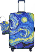 Vincent Van Gogh Starry Sky Night Luggage Cover Washable Suitcase Protector, Luggage Tag Travel Birthday Gifts For Men Women (S 18-21 Inch Luggage)