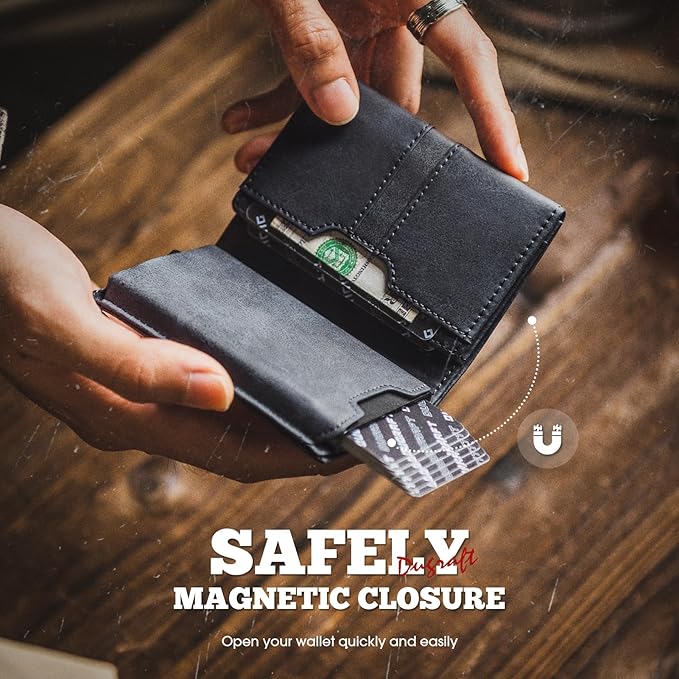 DUGRAFT Mens Wallet for Max.11 Cards with Pop Up Credit Card Ejector Case RFID Blocking, Bills/Cash Compartment and ID Window, Giftbox Packed, Dark Blue