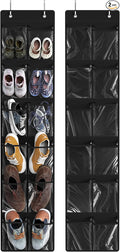 Simple Houseware 24 Pockets - 2PK 12 Large Pockets Over Door Hanging Shoe Organizer, Black