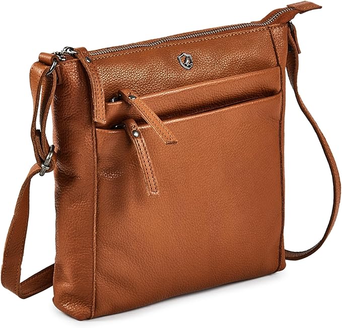 Small Soft Genuine Leather Crossbody Purse Women’s Sling Crossover Shoulder Travel Handbag with Triple Zipper