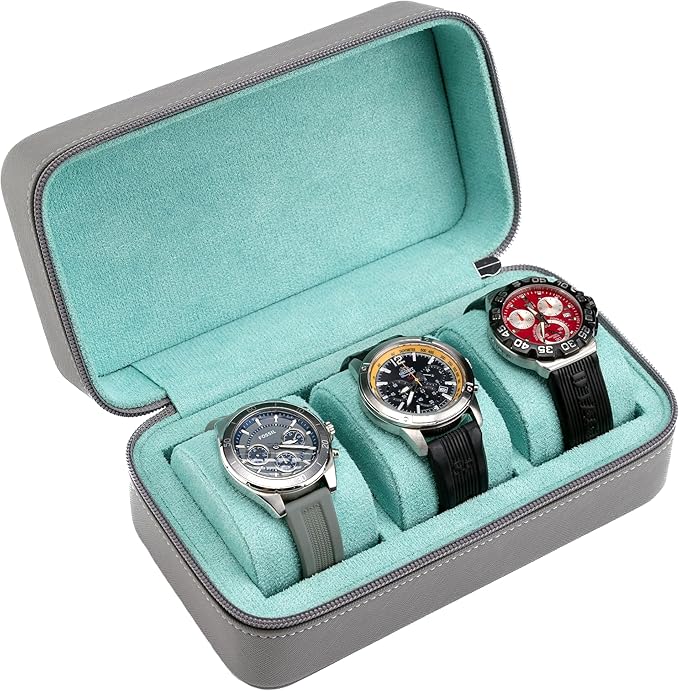 Watch Travel Case for Men | Leather Watch Case with 3 Slots | Perfect Travel Watch Organizer | Portable Watch Carrying Case for Men