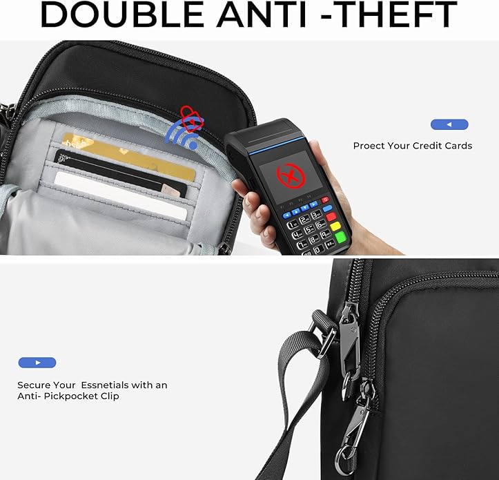 BROADREAM Small Crossbody Bag Men Women, Anti-Theft Crossbody Sling bags - Mini Shoulder Travel Bag for Hiking Sports