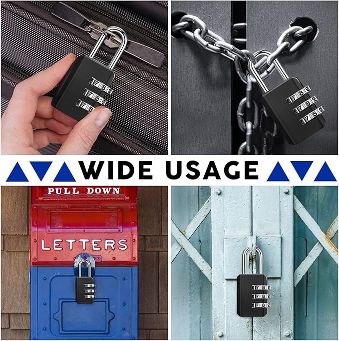 Chumia 50 Pack 3 Digit Combination Lock Small Combo Locks Waterproof Luggage Number Padlock for Backpack Suitcases Traveling Toolbox School Gym Employee Locker
