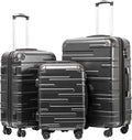 Coolife Luggage Expandable(only 28") Suitcase 3 Piece Set with TSA Lock Spinner 20in24in28in (reg grey)