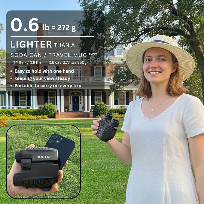 Hontry Binoculars for Adults and Kids, 10x25 Compact Binoculars for Bird Watching, Theater and Concerts, Hunting and Sport Games