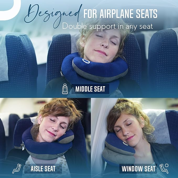 BCOZZY Neck Pillow for Travel Provides Double Support to The Head, Neck, and Chin in Any Sleeping Position on Flights, Car, and at Home, Comfortable Airplane Travel Pillow, Leopard