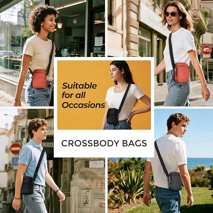 BROADREAM Small Crossbody Bag Men Women, Anti-Theft Crossbody Sling bags - Mini Shoulder Travel Bag for Hiking Sports