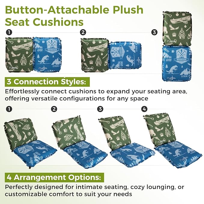 ATEPA Inflatable Stadium Seat Cushion, Self-Inflating Memory Foam Stadium Seats Bleacher Seat Chair Cushion Pad for Airplane Travel Backpacking Sports Events