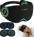 LC-dolida Bamboo Cotton Bluetooth Sleep Mask, 2 in 1 3D Soft Sleep Mask with Sleep Headphones, Sleep Eye Mask with Timming Setting, Blackout Sleeping Mask for Side Sleepers, Women Men, Black