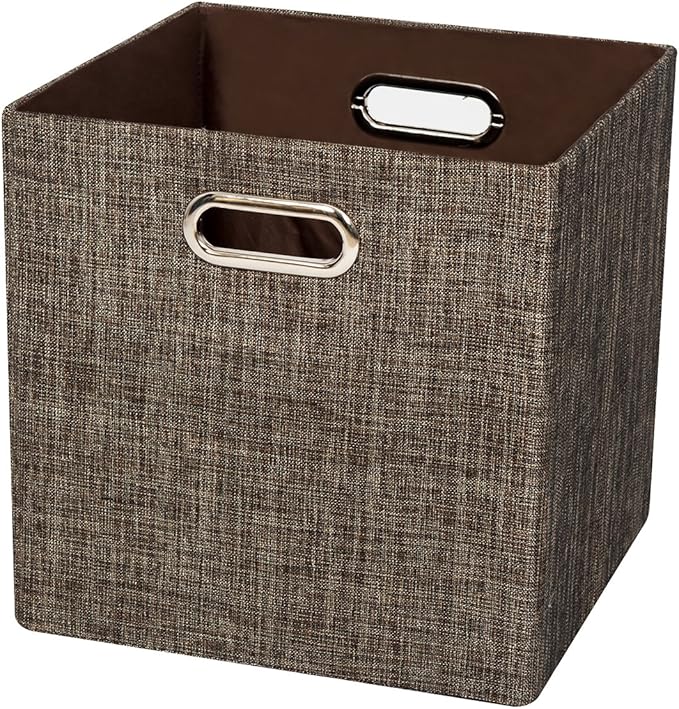 Storage Bins Cube Containers Boxes,Thick and Heavy Duty Fabric Drawers, 11×11 inch- Set of 4,Brown