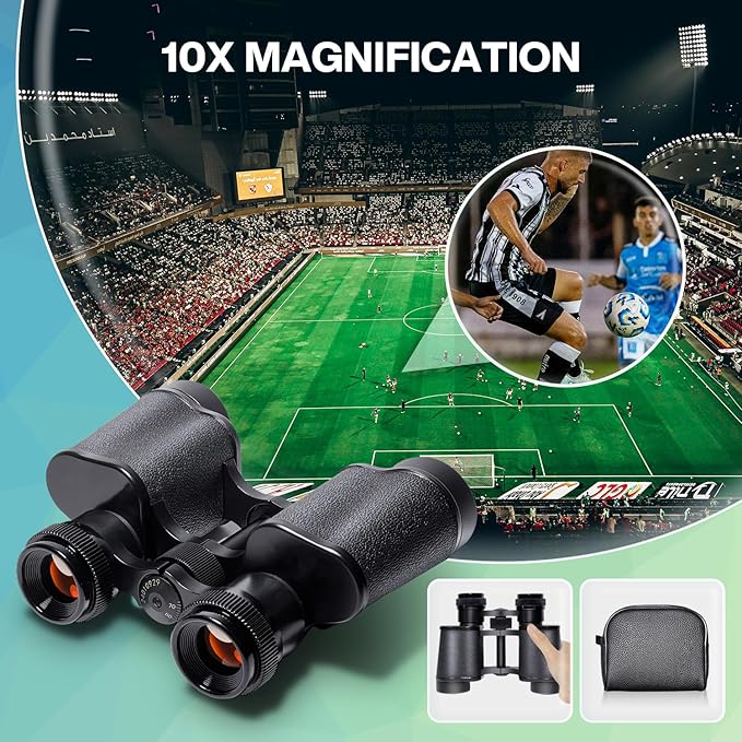 10x25 High Powered Binoculars for Adults, Waterproof Compact Binoculars with Low Light Vision for Bird Watching Hunting Football Games Travel Stargazing Cruise with Carrying Bag