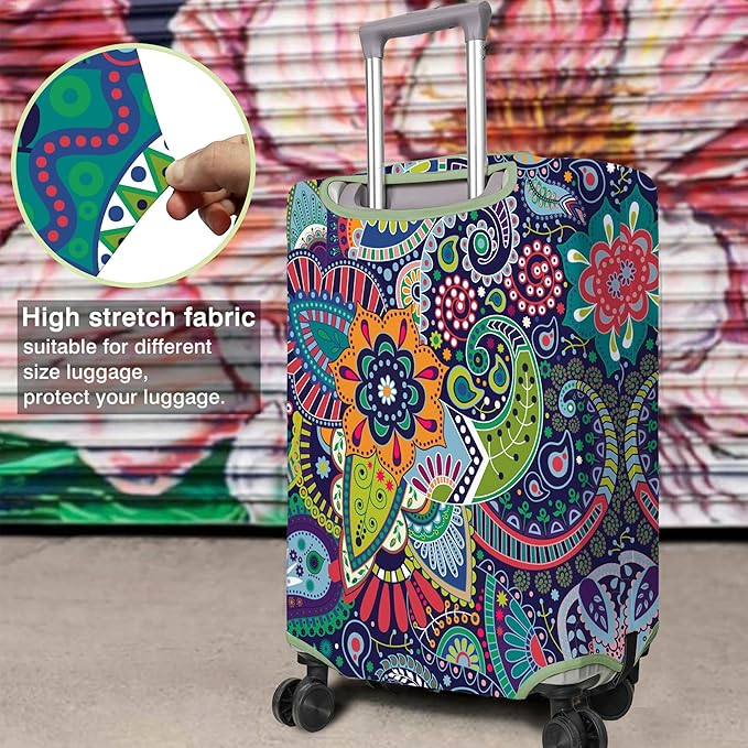 Travel Luggage Cover Suitcase Protector Fits 18-32 Inch Wheel Covers PatternedTravel Related Items Flower Luggage Protector Elastic S