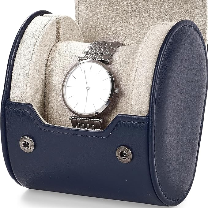 Oirlv Luxury Leather Watch Storage Case Watch Box for Mens Jewelry Organizer Case Jewelry Gift Box for Birthday Fathers Day Anniversary(1 slot, Royal Blue)