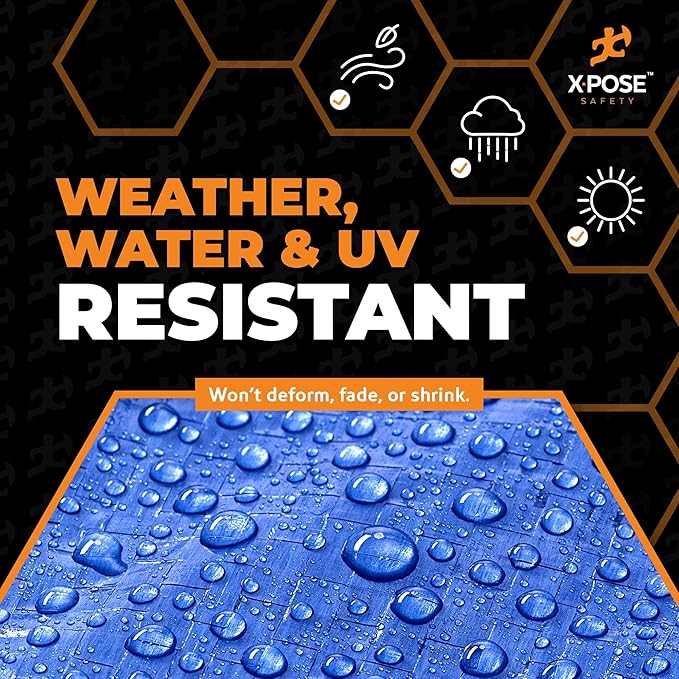 Better Blue Poly Tarp 12' x 16' - Multipurpose Protective Cover - Lightweight, Durable, Waterproof, Weather Proof - 5 Mil Thick Polyethylene - by Xpose Safety