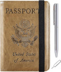 Passport Holder Cover Wallet Travel Essentials RFID Blocking Leather Card Case International Must Haves Travel Accessories for Women Men(113#Brown)
