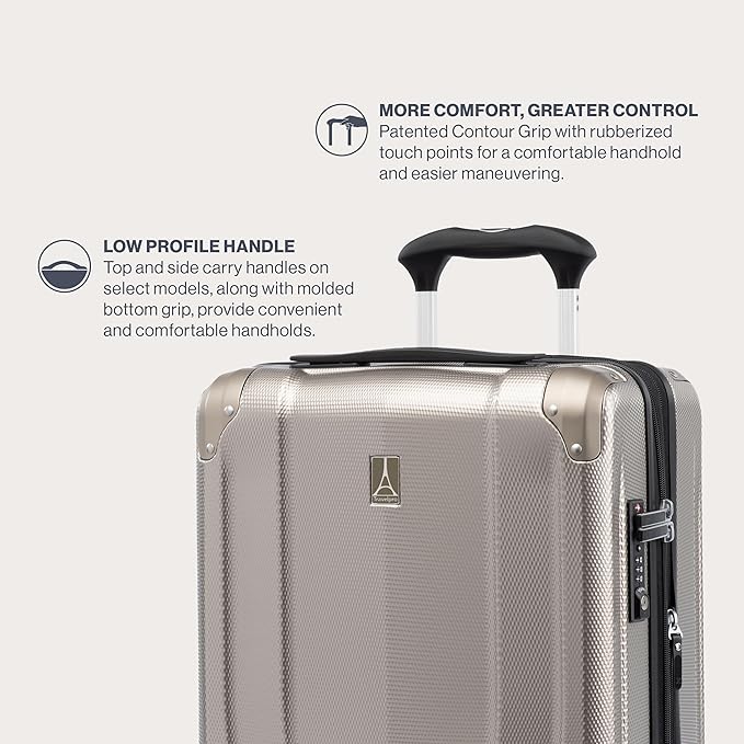 Travelpro Pathways 3 Hardside Expandable Luggage, 8 Spinner Wheels, Lightweight Hard Shell Suitcase, Checked Large 28 Inch, Champagne