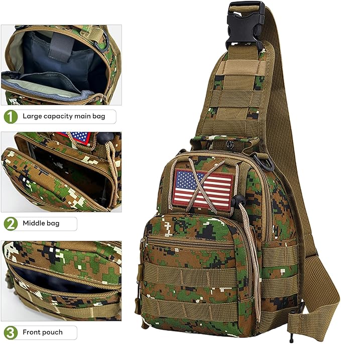 80L 2Pcs Hiking Backpack for Men with Sling Tactical Backpack - Rucksack Molle Military Tactical Waterproof Lightweight Camping Backpack 3 Day Assault Pack for Travel, Climbing, Backpacking