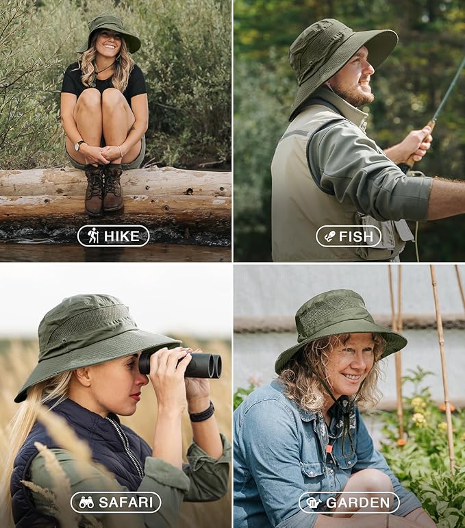 GearTOP Safari Sun Hat for Men and Sun Hats for Women UV Protection UPF 50+ Hiking, Gardening, Fishing