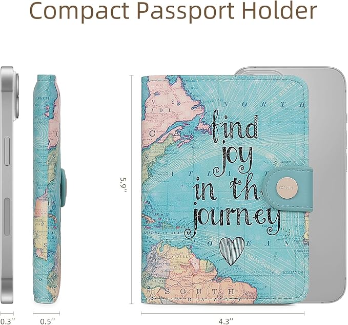 ZOPPEN Passport Holder Women, Passport Cover Travel Wallet Rfid Blocking Passport Wallet Cover Case Travel Essentials Document Organizer, Map