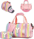 Christmas Gifts for Kids-Girl Gym Bag with Shoe Compartment, Kid Personalized Weekender Overnight Bags, Initial Travel Tote with Makeup Pouch, Graduation Gift for Girls (Letter Y)
