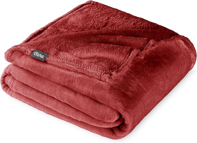 Bare Home Fleece Blanket - Full/Queen - Ultra-Soft Lightweight for Bed, Sofa, and Couch - Luxury Microplush - Cozy Warm Blanket (Full/Queen, Rosewood)