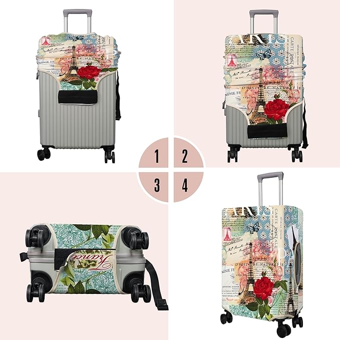 Travel Luggage Cover Suitcase Protector Fits 18-32 Inch Wheel Covers PatternedTravel Related Items Flower Luggage Protector Elastic L