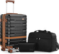 Carry On Luggage 3 Piece Lightweight Travel Luggage Set,22x14x9 Airline Approved,YKK Zippers Expandable Hard Shell Suitcase with Spinner Wheels TSA Lock (Black, 3 Piece Sets (20/DB/TB))