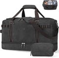 ZOMFELT Travel Duffle Bag for Men, Waterproof Canvas Overnight Duffel Bag with Removable Dividers & Shoe Compartment, Carry On Weekender Gym bag, Multi-Pocket & Vintage Design (Washed Black)