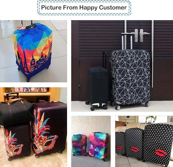 Explore Land Travel Luggage Cover Suitcase Protector Fits 23-26 Inch Case (Black Polygonal, M)