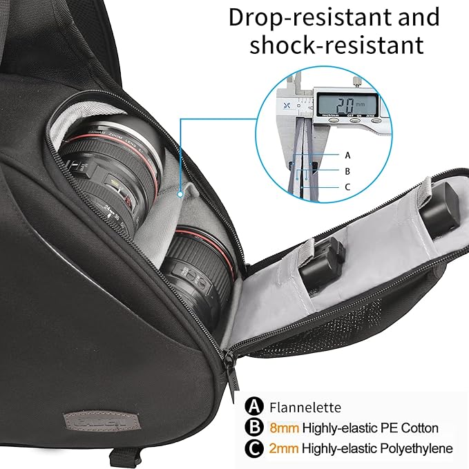 CADeN Camera Bag Sling Shoulder Bag Camera Case Waterproof with Rain Cover Tripod Holder, Compatible for DSLR/SLR Cameras (Canon Nikon Sony Pentax) and Accessories Shoulder Camera Bag