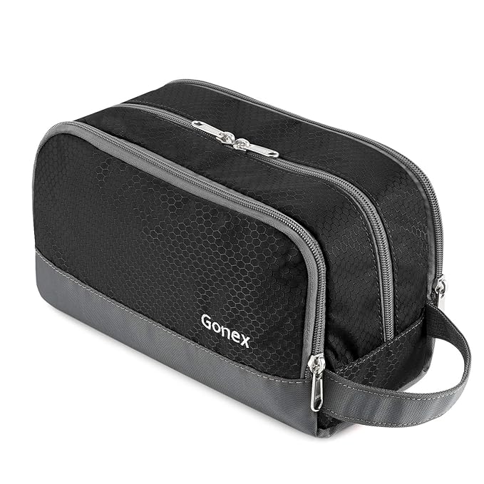 Gonex Travel Toiletry Bag Nylon, Dopp Kit Shaving Bag Toiletry Organizer Black