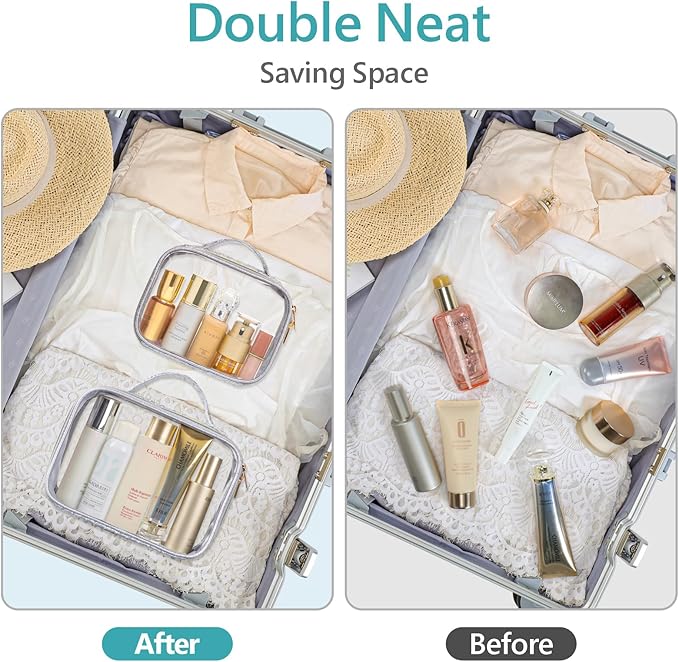PACKISM TSA Approved Toiletry Bag - Upgrade Color-Edged Clear Makeup Bags, Clear Toiletry Bags For Traveling Fits Various Storage Needs