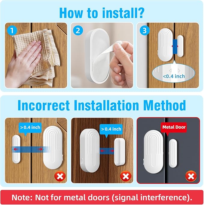 SanJie Door Chimes When Door Opens for Home - Door Alarm with Chime Adjustable Volume,5 Magnetic Door Sensors & 2 Plug-in Receivers - Door Open Chime - Indoor Range 500ft 2 Receivers + 5 Sensors