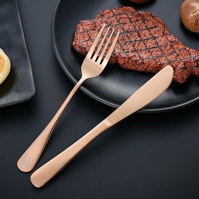 Boulder Bee Travel Utensils Set | Reusable Camping Cutlery Set | Stainless Steel Flatware Set | Portable Silverware Set with Case | Includes Knife/Fork/Spoon/Chopsticks/Cleaning Cloth/Case (Rose)