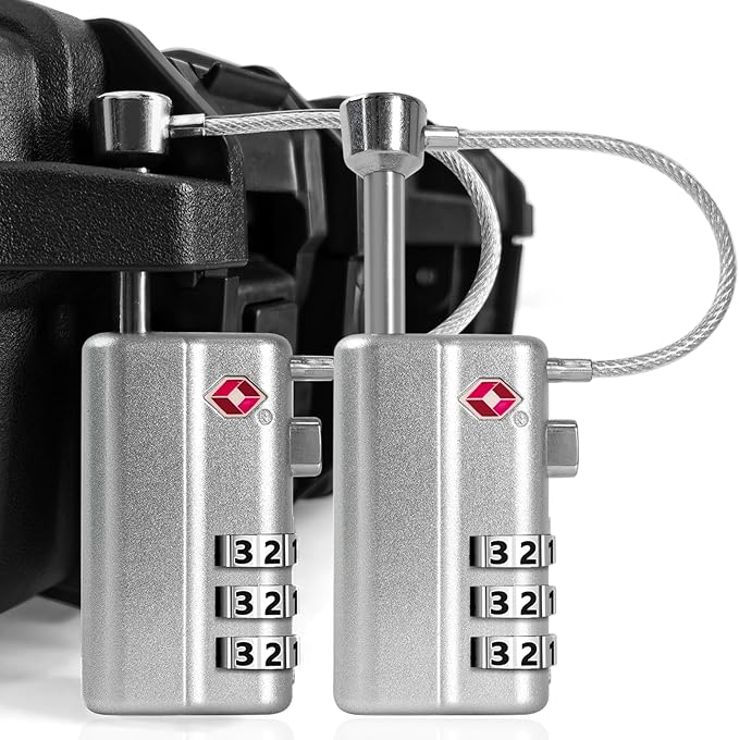 UPGRADED Gun Case Lock - Adjustable Alloy Handle, TSA Approved Gun Safe Lock, High Security Cable Locks, Secure Code Packlock for Gun Cases, Firearm Cases, Toolboxes, Travel Luggage, Silver