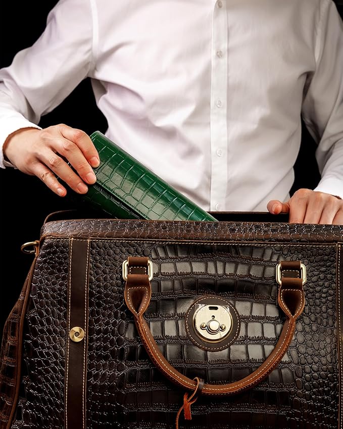 MR.OKAY 2 Watch Travel Case-Classic Leather Watch Case With Superb Texture.(Portable Watch Roll Or Organizer For Storage And Display).Festival Gift For Men, All Handcrafted By Artisans.