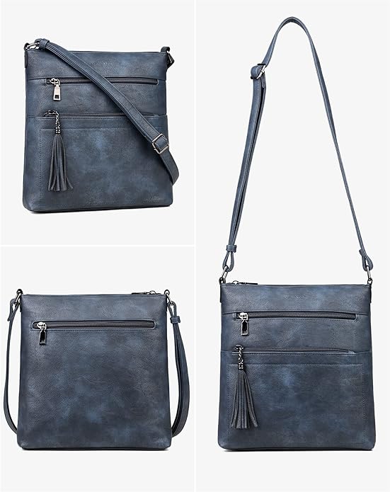 MASINTOR Crossbody Purses for Women, Multi Pocket Casual Crossbody Bag, Adjustable Strap Shoulder Bag with Tassel